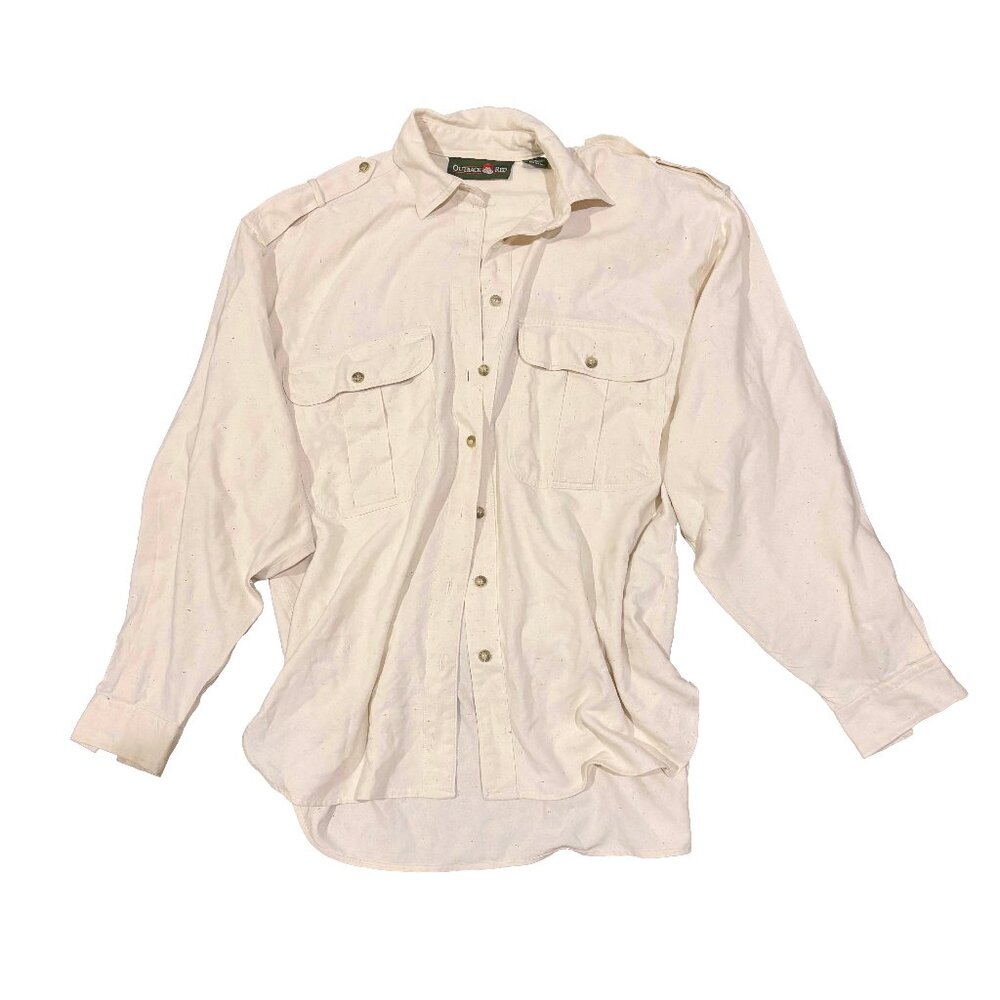 80s raw silk safari shirt